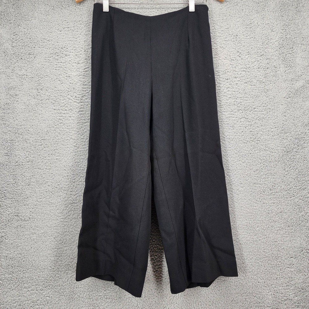 Toteme Clean Wide Trousers Black Viscose Wool Blend High Rise Pants Size 36 US 4